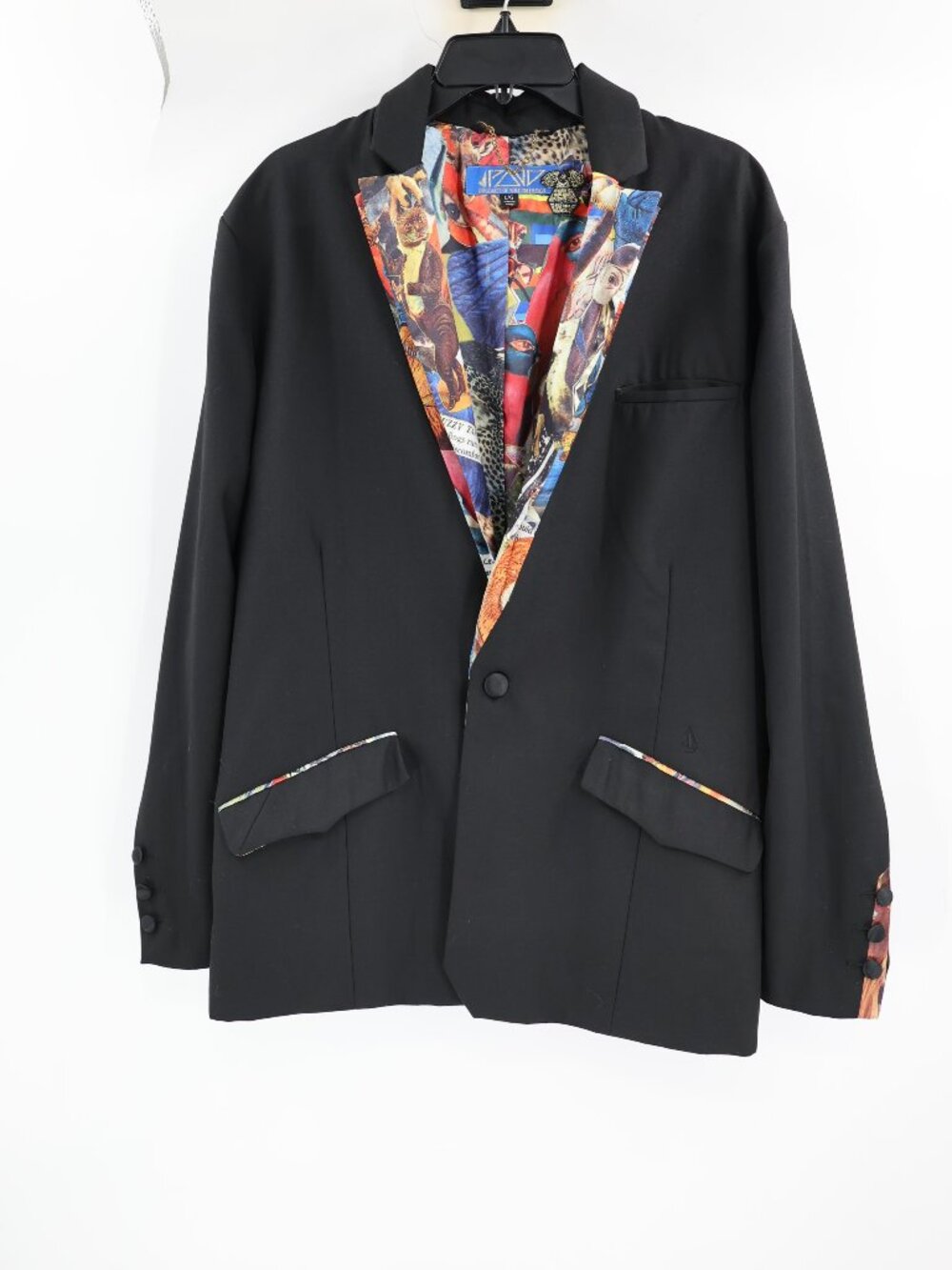 Volcom tuxedo Blazer Mens Large  One Button Animals Printed Lined sport coat